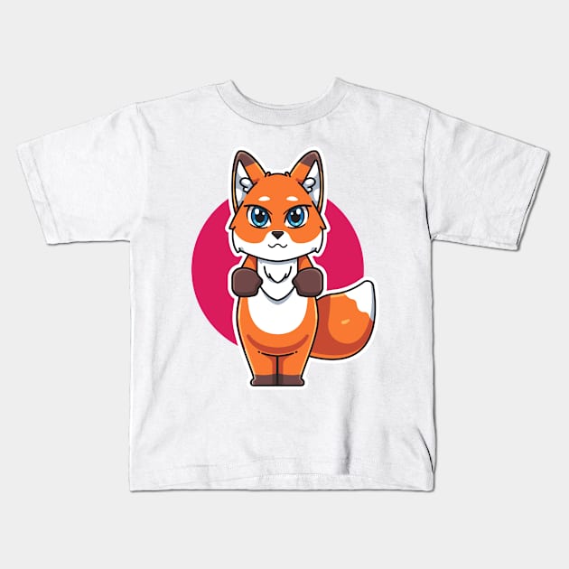 A cute fox cartoon illustration Kids T-Shirt by Dmonte